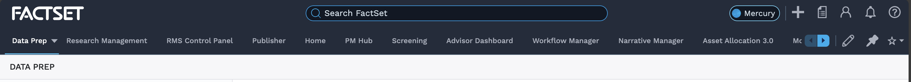 Old FactSet navigation