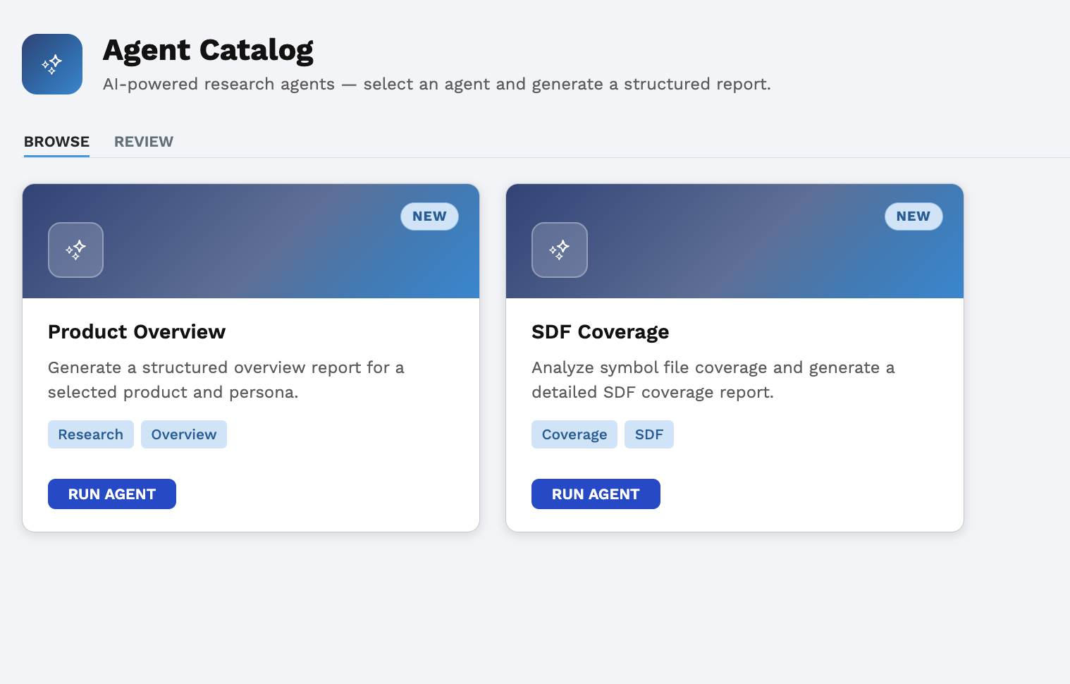 Agent Catalog — browse view