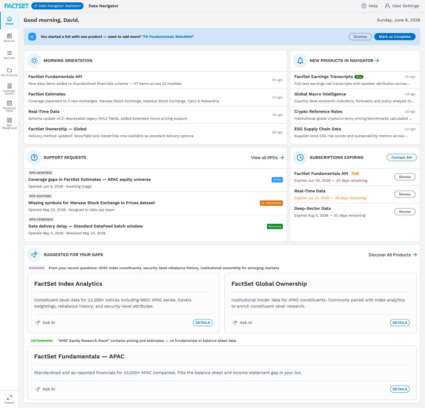 Redesigned dashboard