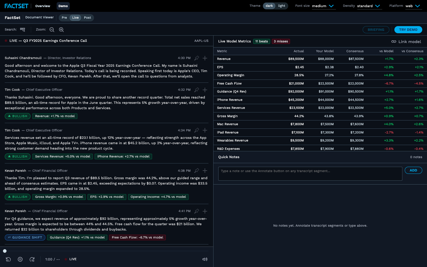 Earnings War Room demo